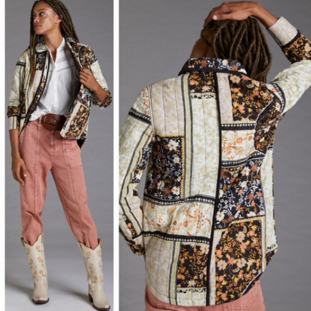 Anthropologie Patchwork Quilted Shirt Jacket